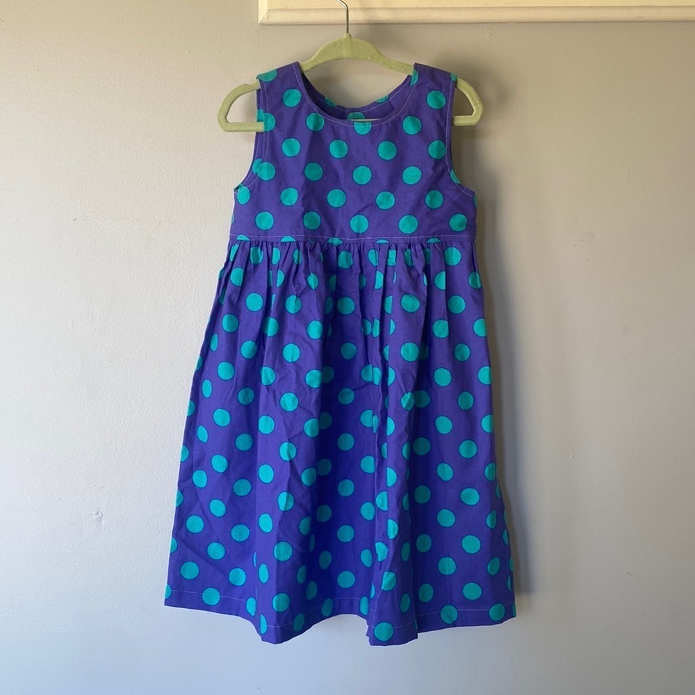Handmade Purple and Blue Polka Dot Toddler Girl's Dress – Estimated Size 3T
